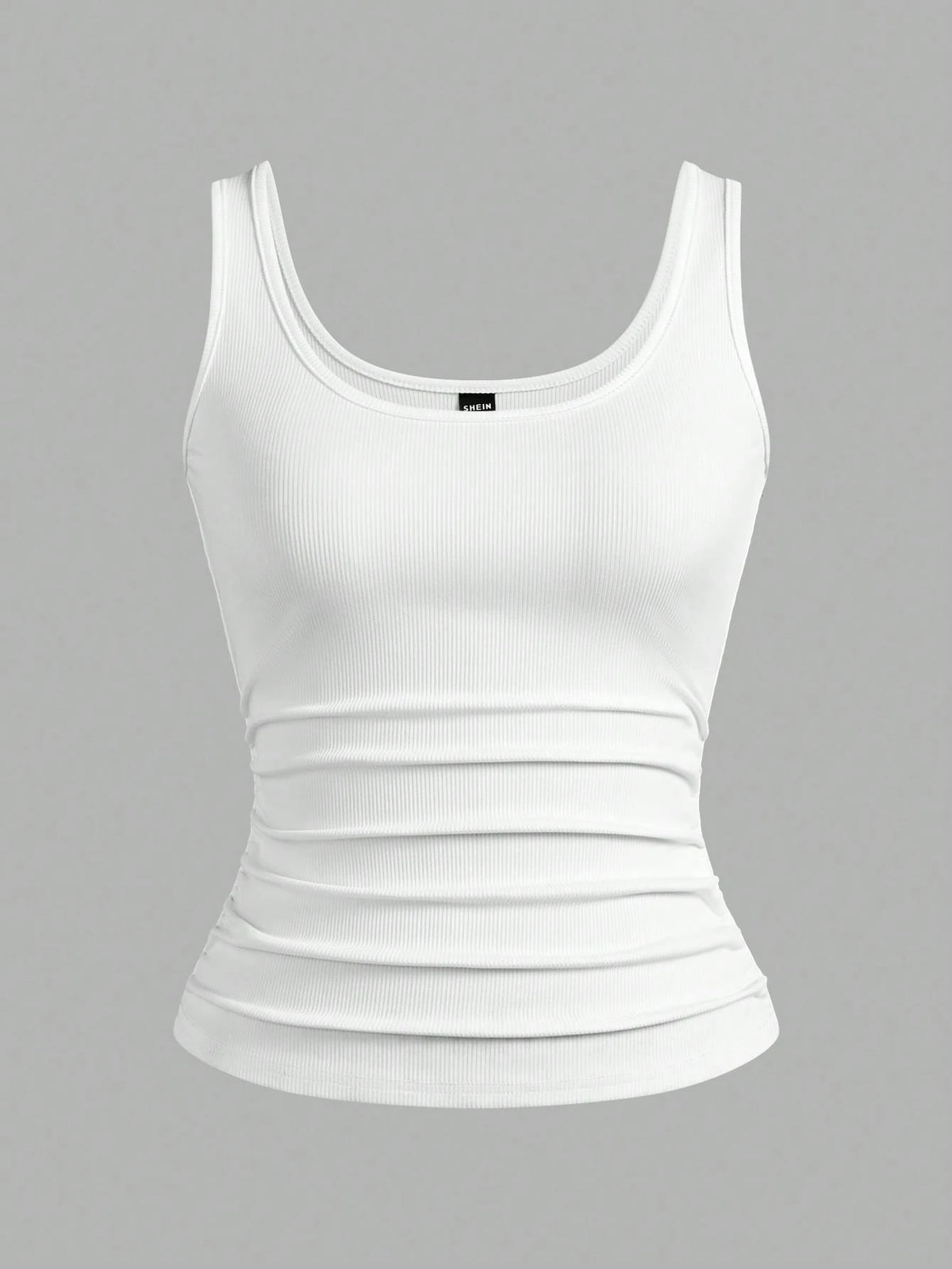 Slaydiva Multiple Sets Of Grey White Casual Basics Crisscross Back Scoop Neck Slim Rib Tank Tops For Women Everyday Summer
