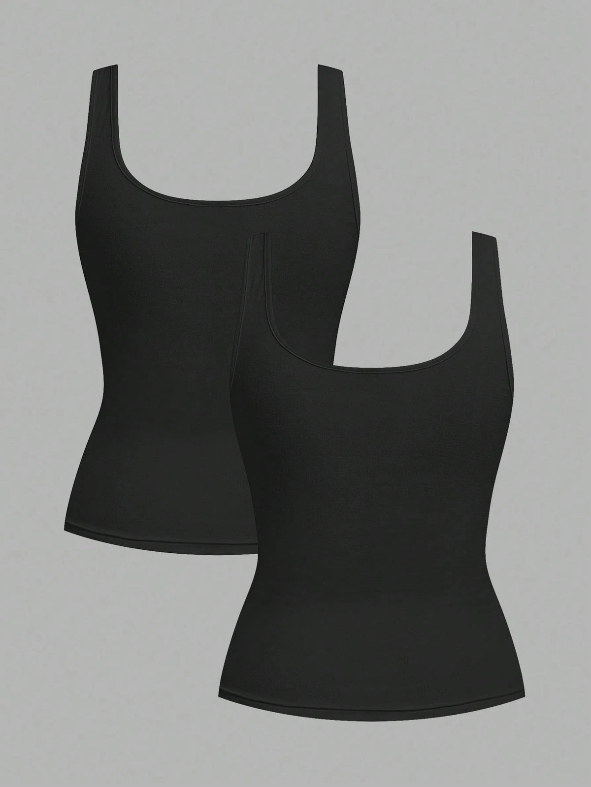 Slaydiva Women's Casual Loose Scoop Neck Non-Shrink Fitted Tank Top Set, Versatile Black,Summer Top
