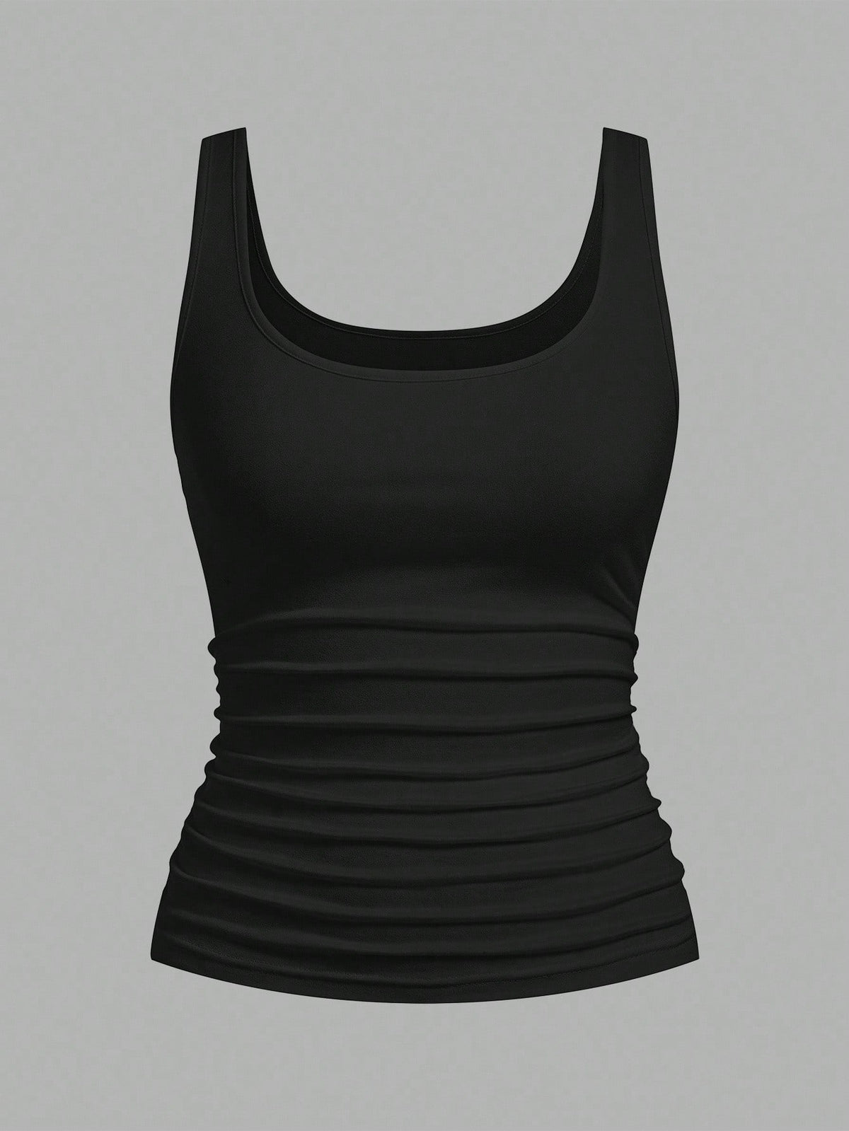 Slaydiva Women's Casual Loose Scoop Neck Non-Shrink Fitted Tank Top Set, Versatile Black,Summer Top