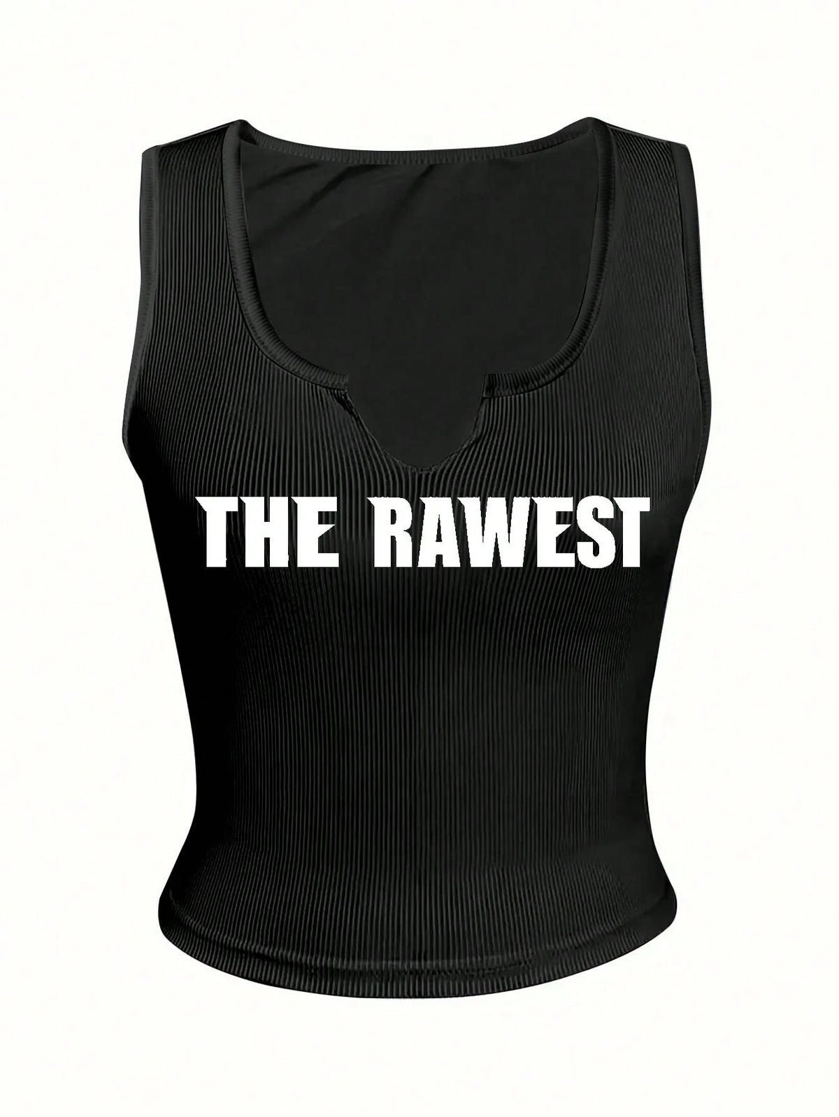 Slayr Women Summer Slim-Fit V-Neck Tank Top With Letter Print And Notched Neckline Graphic Tees Women Tops