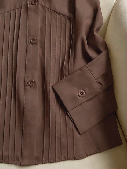 Slim Fit Long Sleeve Button-Up Shirt, Women's Elegant Office Casual Top For Autumn