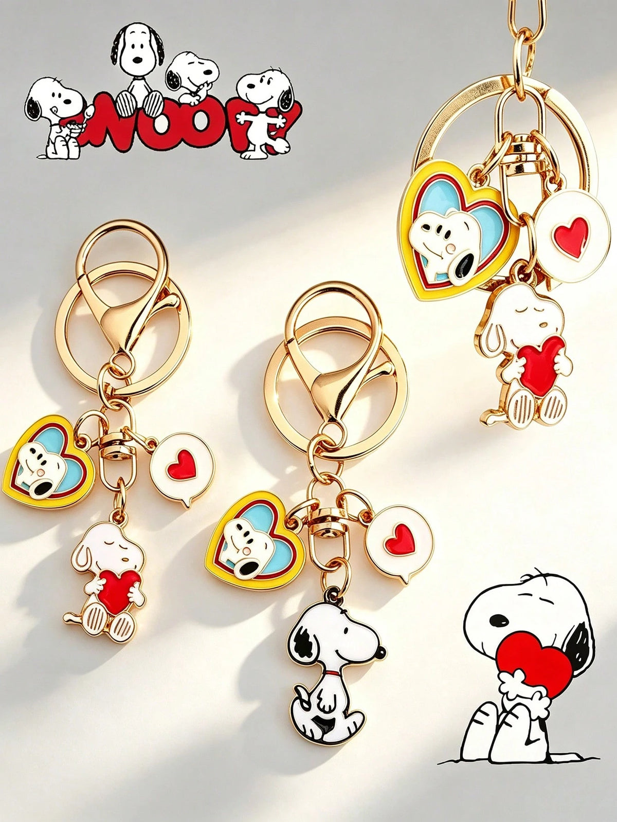 SNOOPY 12/8/4/2/1pcs Cute Cartoon Snoopy Alloy Keychain, Student Couple Gift, Bag Charm, Key Ring, Backpack Pendant