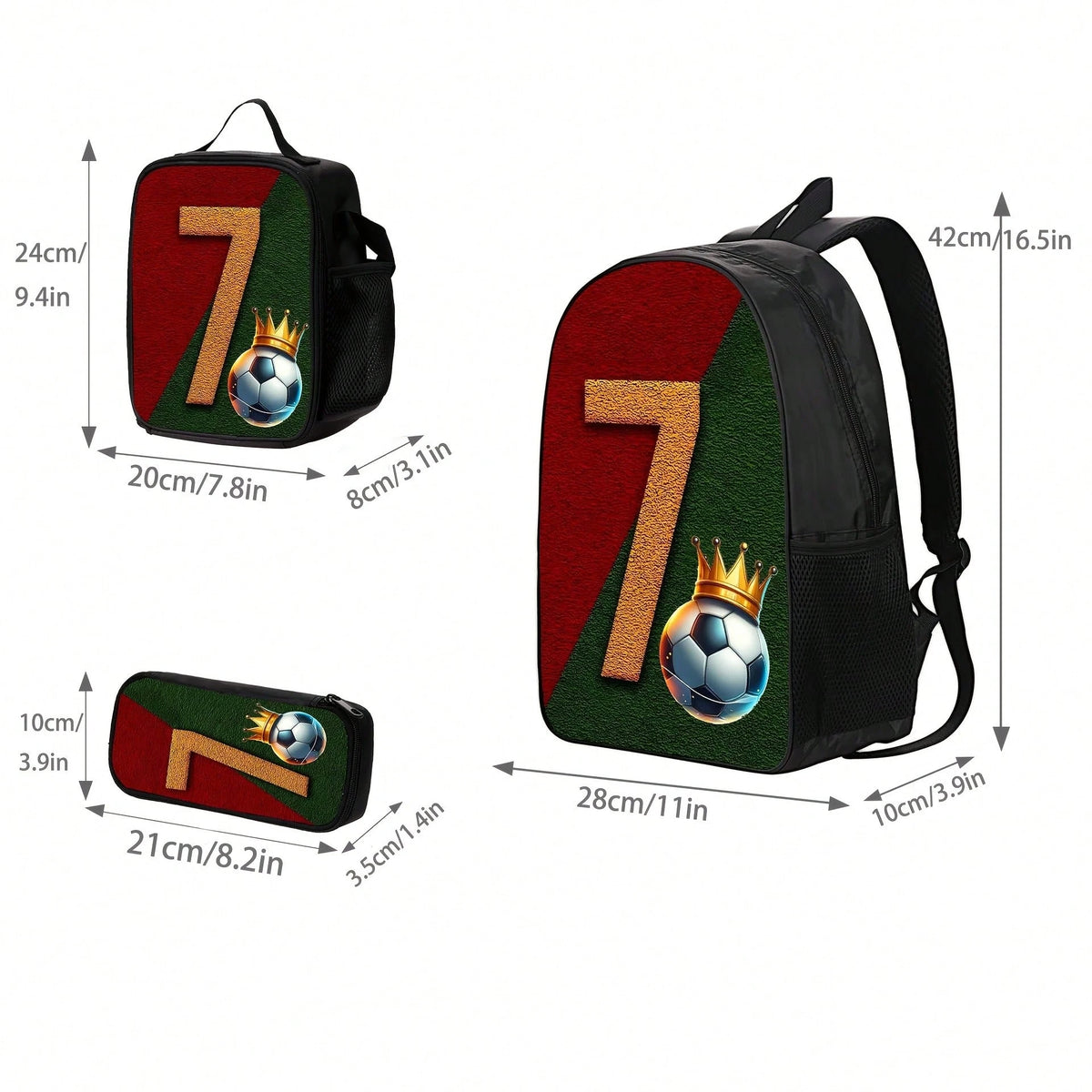 Soccer-Themed Backpack For Boys, Sports Outdoor Bag With Zip Closure, Polyester, Hand Washable