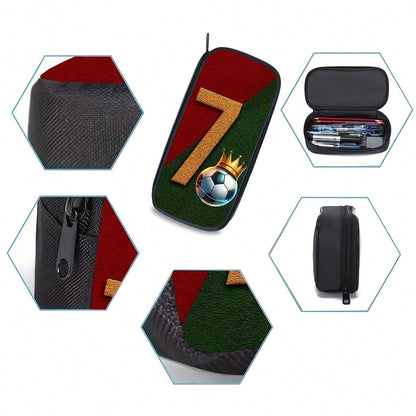 Soccer-Themed Backpack For Boys, Sports Outdoor Bag With Zip Closure, Polyester, Hand Washable