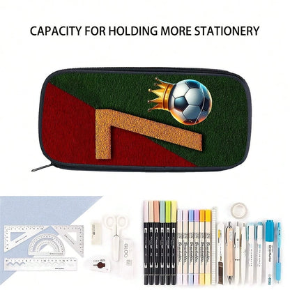 Soccer-Themed Backpack For Boys, Sports Outdoor Bag With Zip Closure, Polyester, Hand Washable