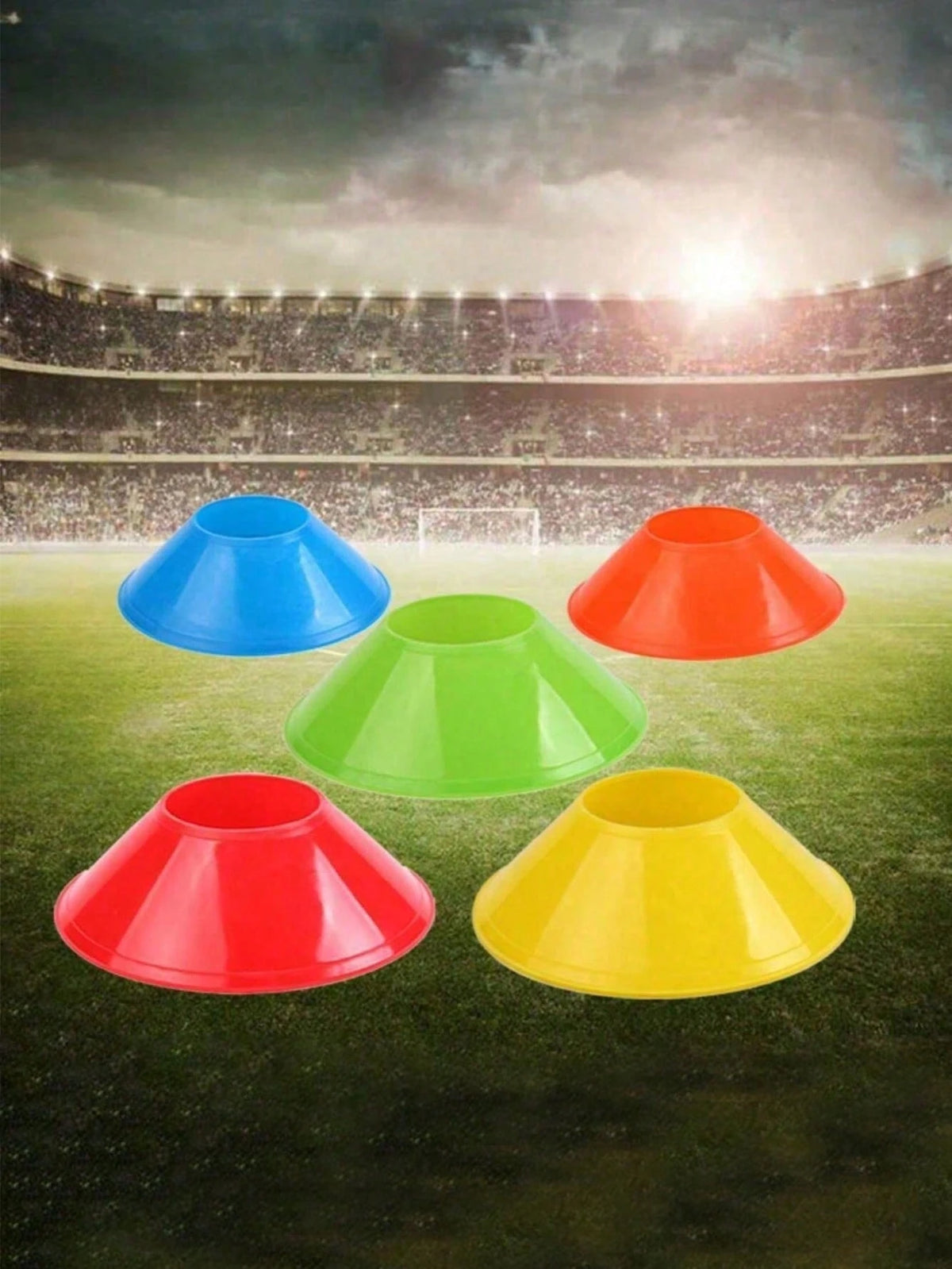 Soccer Training Marker Discs Set, RANDOM COLORS (Color Received At Random), Available In 50/30/10‑Piece Options, With Black Storage Mesh Bag, Round Flat Field Markers For Football,Soccer,Basketball,Sp