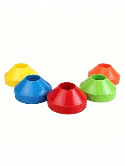 Soccer Training Marker Discs Set, RANDOM COLORS (Color Received At Random), Available In 50/30/10‑Piece Options, With Black Storage Mesh Bag, Round Flat Field Markers For Football,Soccer,Basketball,Sp