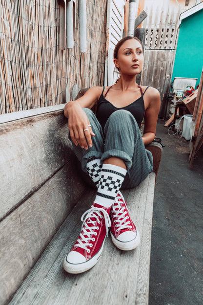 SOCCO Socks - Black & White Checkered