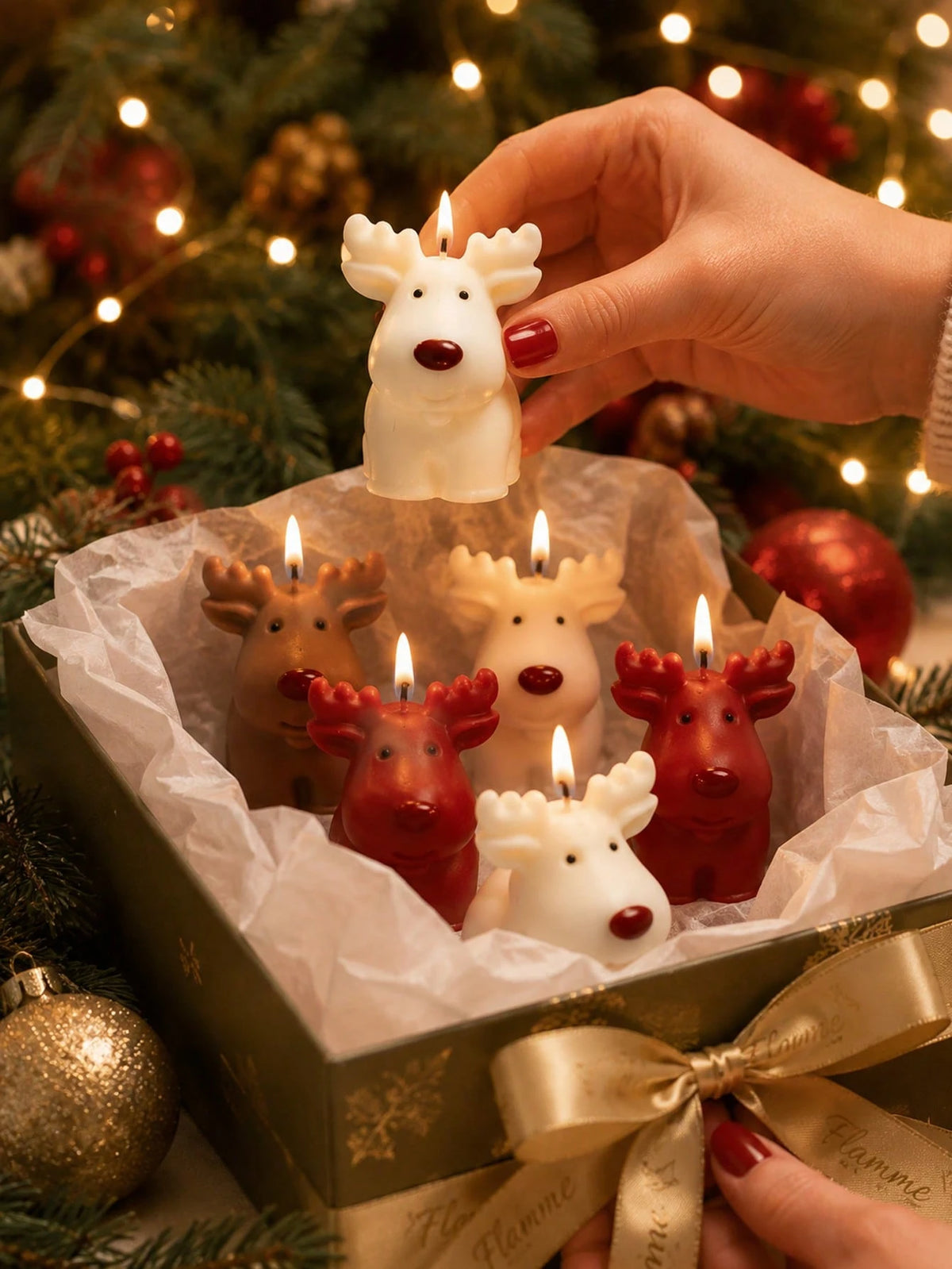 Soft Cute Rudolph Reindeer Silicone Candle Mold, 3D Sitting Pose Large Antlers Round Nose Deer Figurine One-Piece Mold, Heat-Resistant Flexible Non-Stick Silicone For Complete Demolding And Repeated C