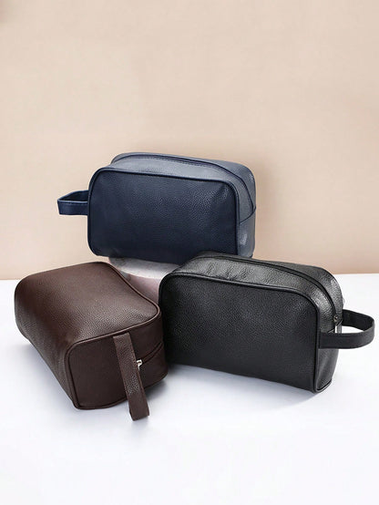 Soft PU Zipper Travel Men Toiletry Bag,Holiday Gift,Retro Wallet,Multifunctional Outdoor Portable Fashion Casual Student Hiking Clutch Bag,Men's Gift