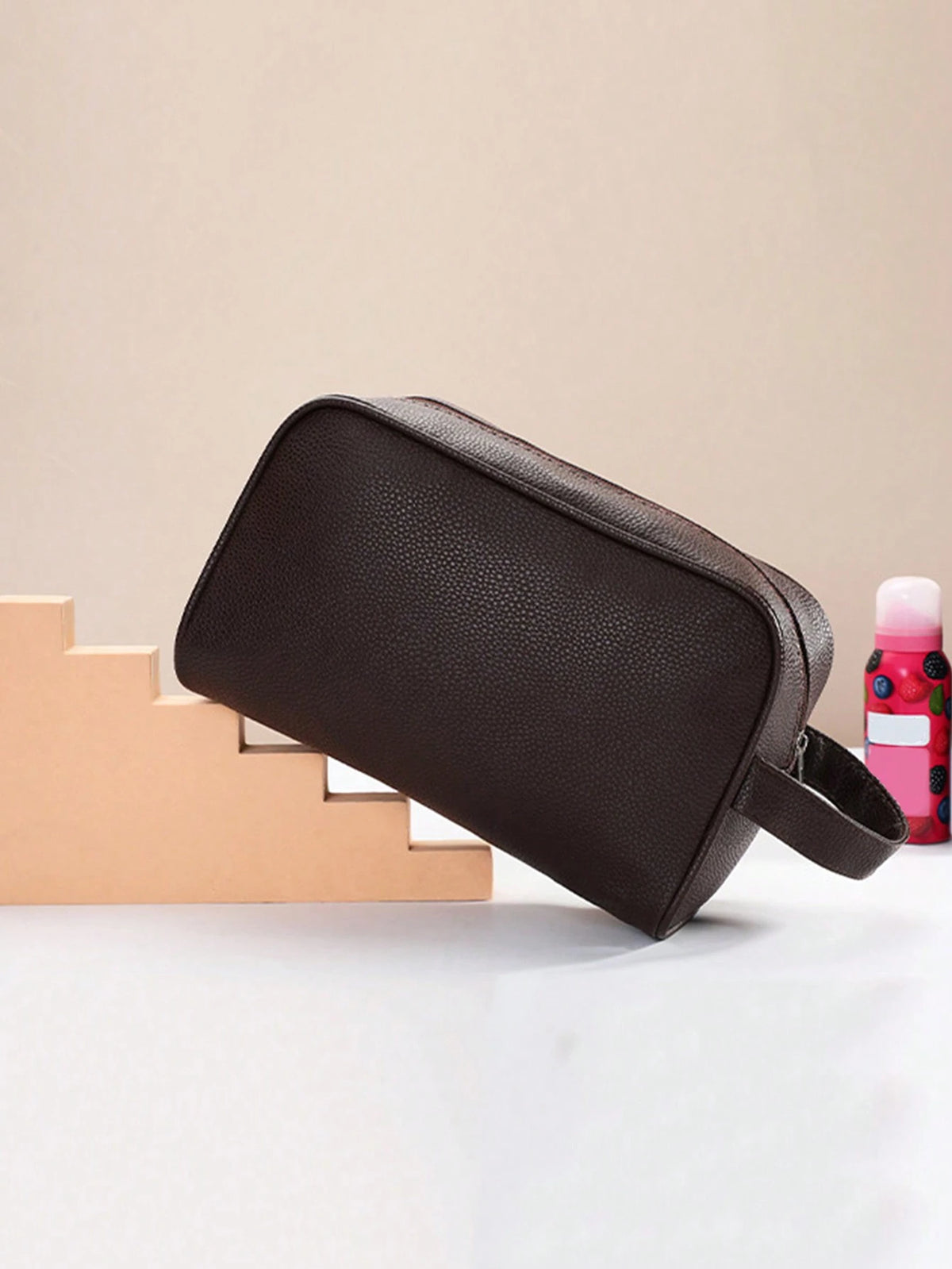 Soft PU Zipper Travel Men Toiletry Bag,Holiday Gift,Retro Wallet,Multifunctional Outdoor Portable Fashion Casual Student Hiking Clutch Bag,Men's Gift