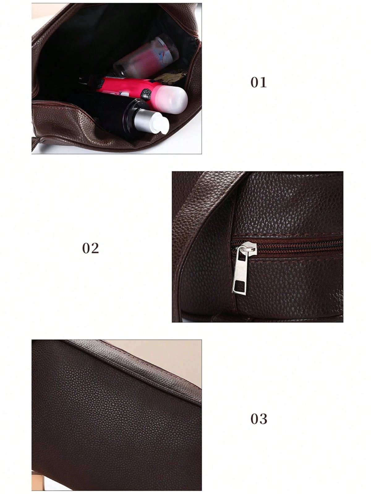Soft PU Zipper Travel Men Toiletry Bag,Holiday Gift,Retro Wallet,Multifunctional Outdoor Portable Fashion Casual Student Hiking Clutch Bag,Men's Gift