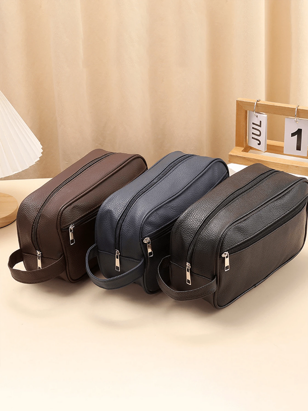 Soft PU Zipper Travel Men Toiletry Bag,Holiday Gift,Retro Wallet,Multifunctional Outdoor Portable Fashion Casual Student Hiking Clutch Bag,Men's Gift