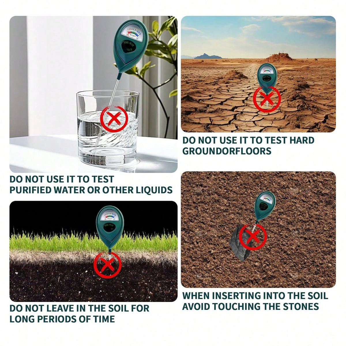 Soil Moisture Meter, Garden Plant Water Meter, Plants Moisture Meter, Lawn Soil Tester, Soil Water Gauge For Potted Plants, Plant Moisture Monitor No Battery Required Free Plant Watering Guide