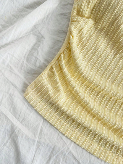 Soleia Women's Pale Yellow Summer Elegant Beach Vacation Holiday Holiday Resort Knit Ribbed Form-Fitting Ruched Halter Neck Tank Top,Party No Chest Padding