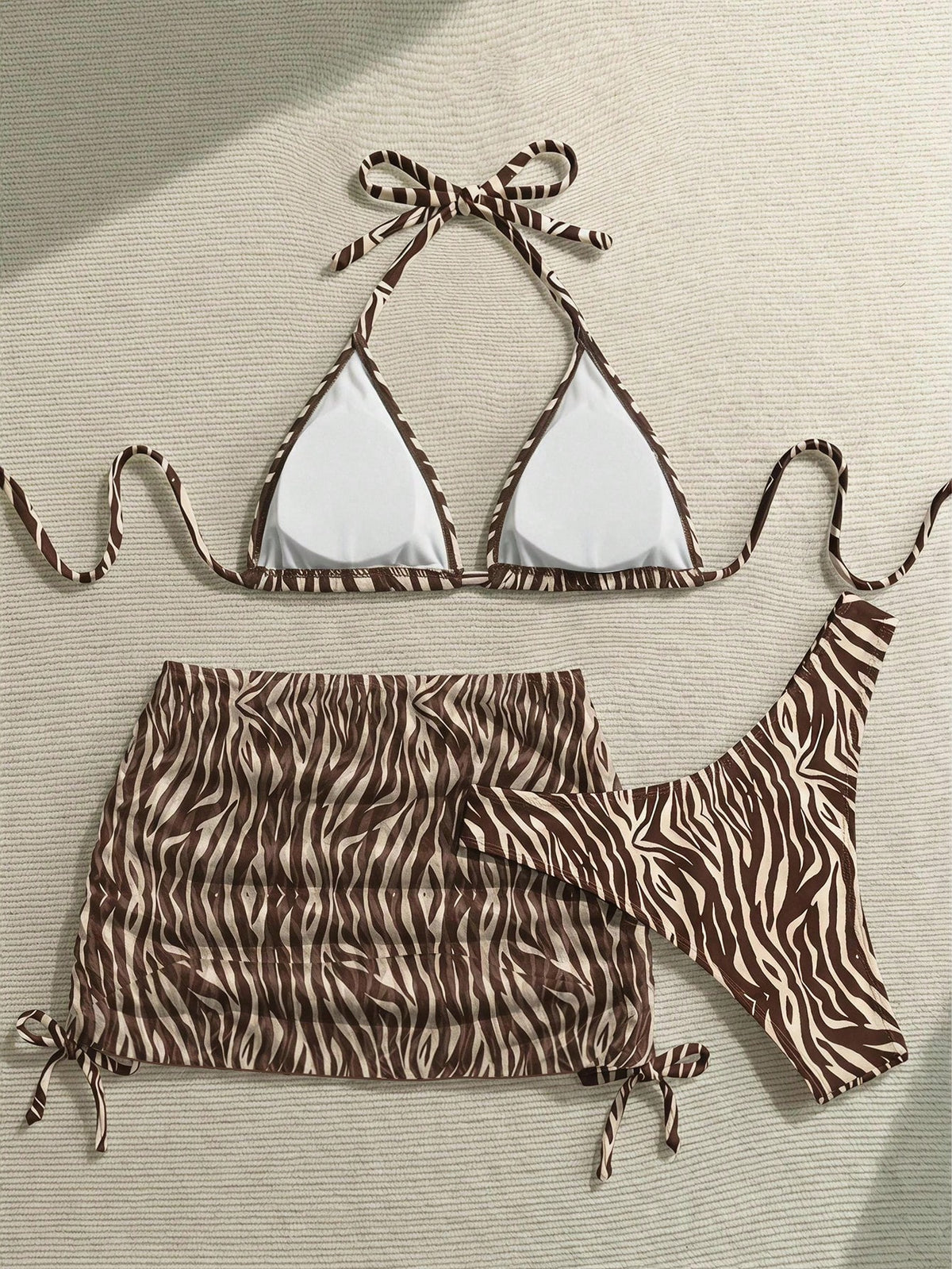Soleia Women'S Retro Sexy Animal Print Zebra Pattern Swimwear Set, Suitable For Beach Vacation, Bikini Bathing Suits For Women Swimwears For Woman