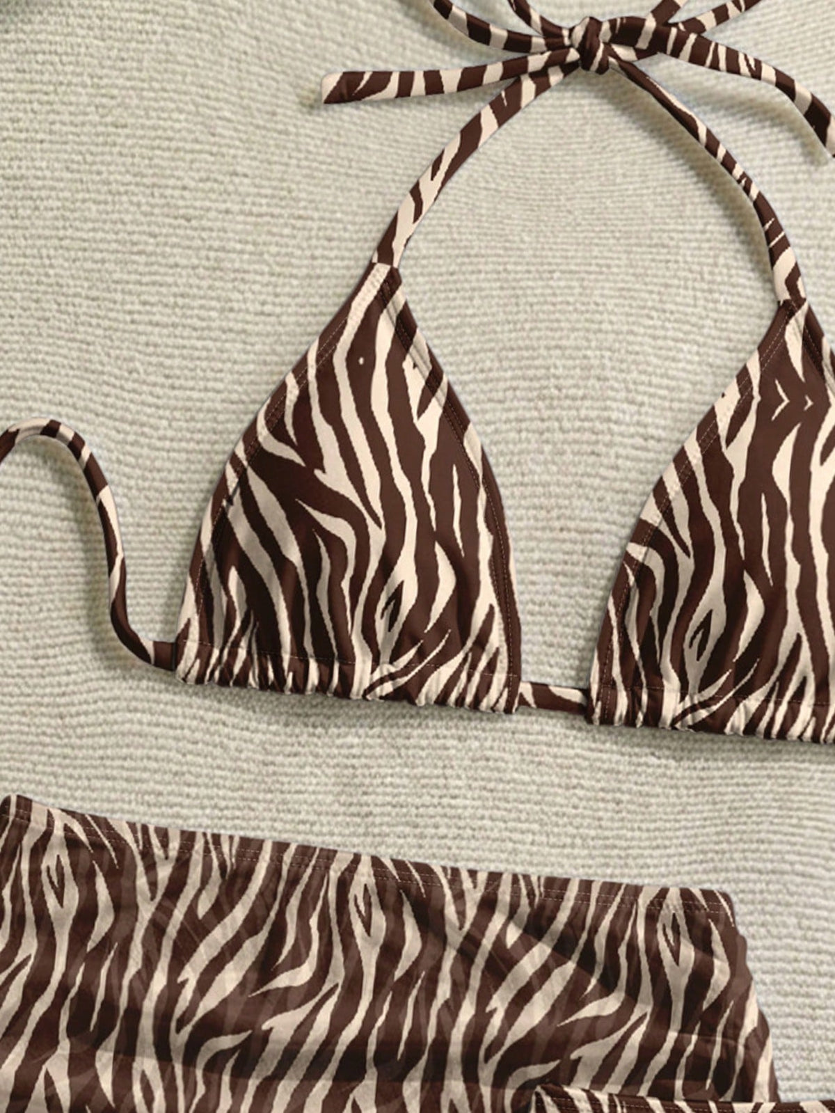 Soleia Women'S Retro Sexy Animal Print Zebra Pattern Swimwear Set, Suitable For Beach Vacation, Bikini Bathing Suits For Women Swimwears For Woman