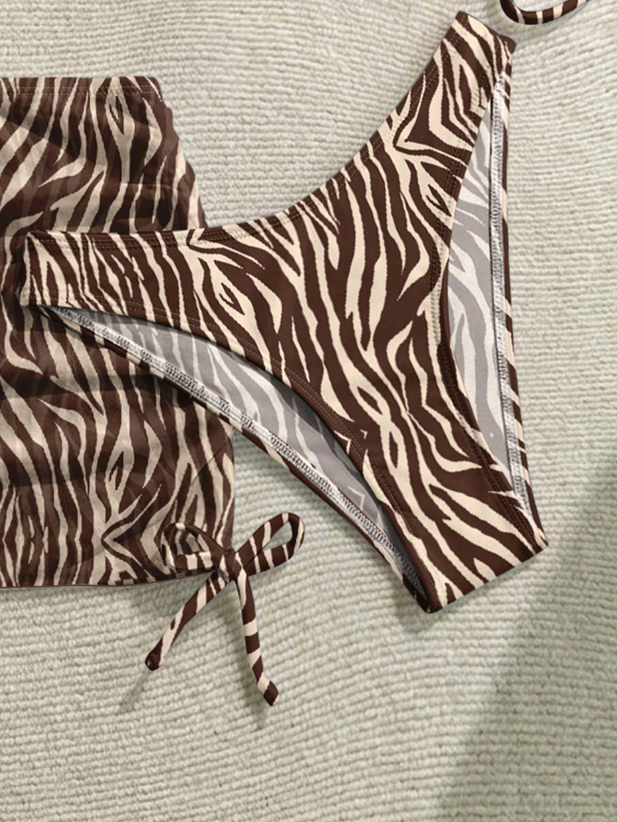Soleia Women'S Retro Sexy Animal Print Zebra Pattern Swimwear Set, Suitable For Beach Vacation, Bikini Bathing Suits For Women Swimwears For Woman