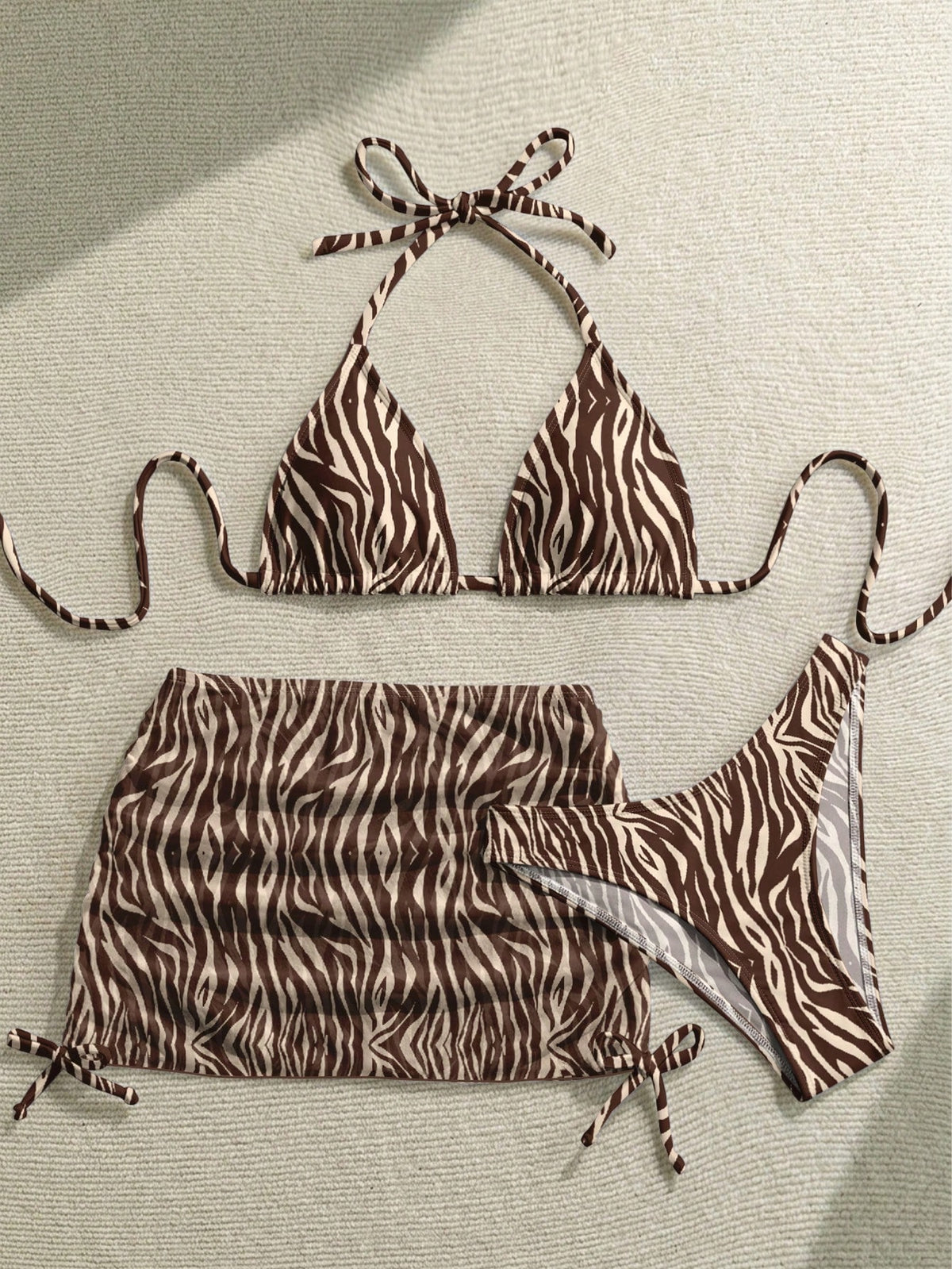 Soleia Women'S Retro Sexy Animal Print Zebra Pattern Swimwear Set, Suitable For Beach Vacation, Bikini Bathing Suits For Women Swimwears For Woman