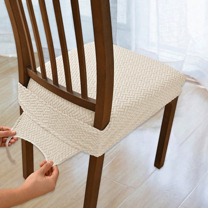 Solid Jacquard Stretch Dining Chair Covers With Elastic Straps| Universal Fit Decorative Seat Protector| Chair Covers Forros Para Sillas Cojines Para Sillas