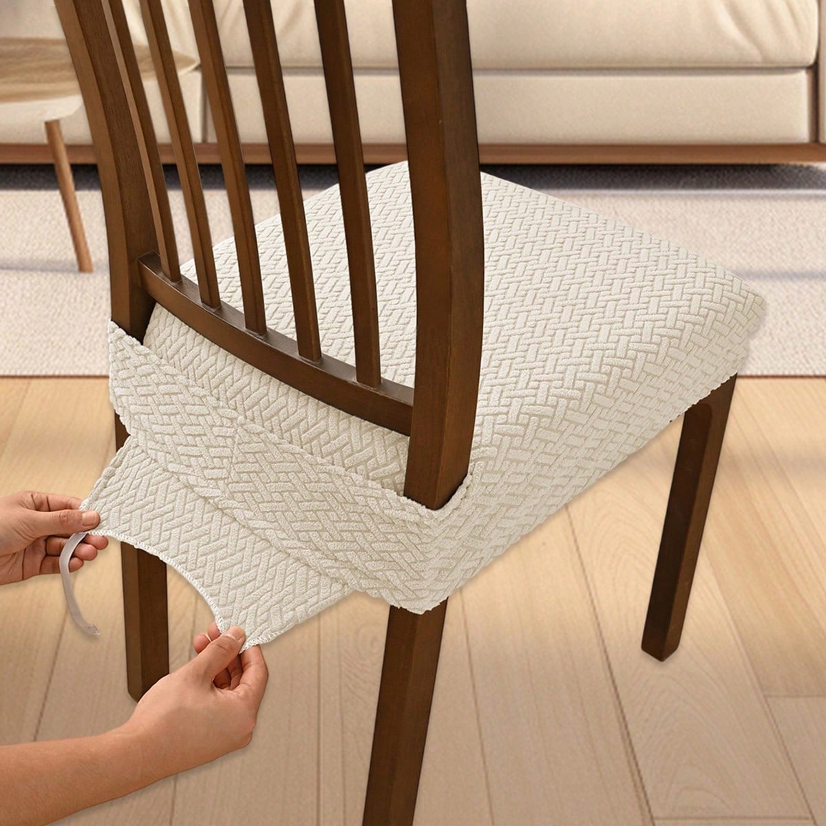 Solid Jacquard Stretch Dining Chair Covers With Elastic Straps| Universal Fit Decorative Seat Protector| Chair Covers Forros Para Sillas Cojines Para Sillas