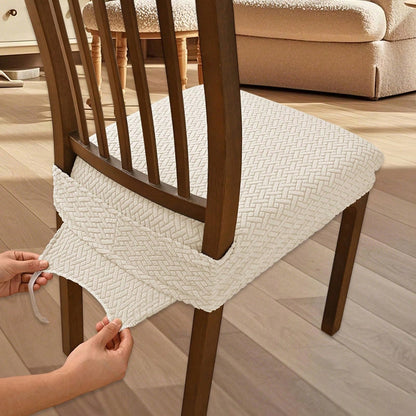 Solid Jacquard Stretch Dining Chair Covers With Elastic Straps| Universal Fit Decorative Seat Protector| Chair Covers Forros Para Sillas Cojines Para Sillas