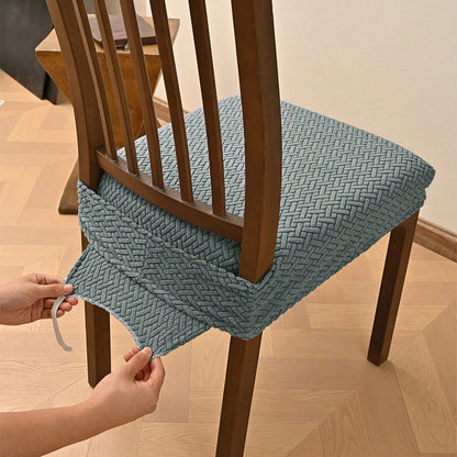 Solid Jacquard Stretch Dining Chair Covers With Elastic Straps| Universal Fit Decorative Seat Protector| Chair Covers Forros Para Sillas Cojines Para Sillas