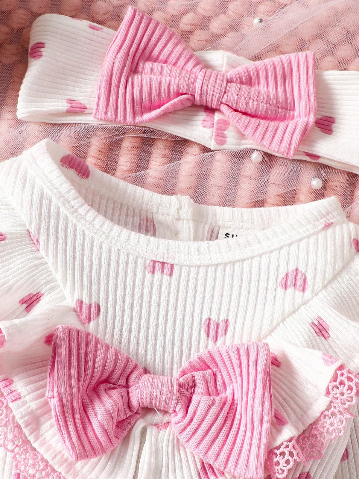 Souflis Souflis Baby Girl Heart & Bow Print Dress