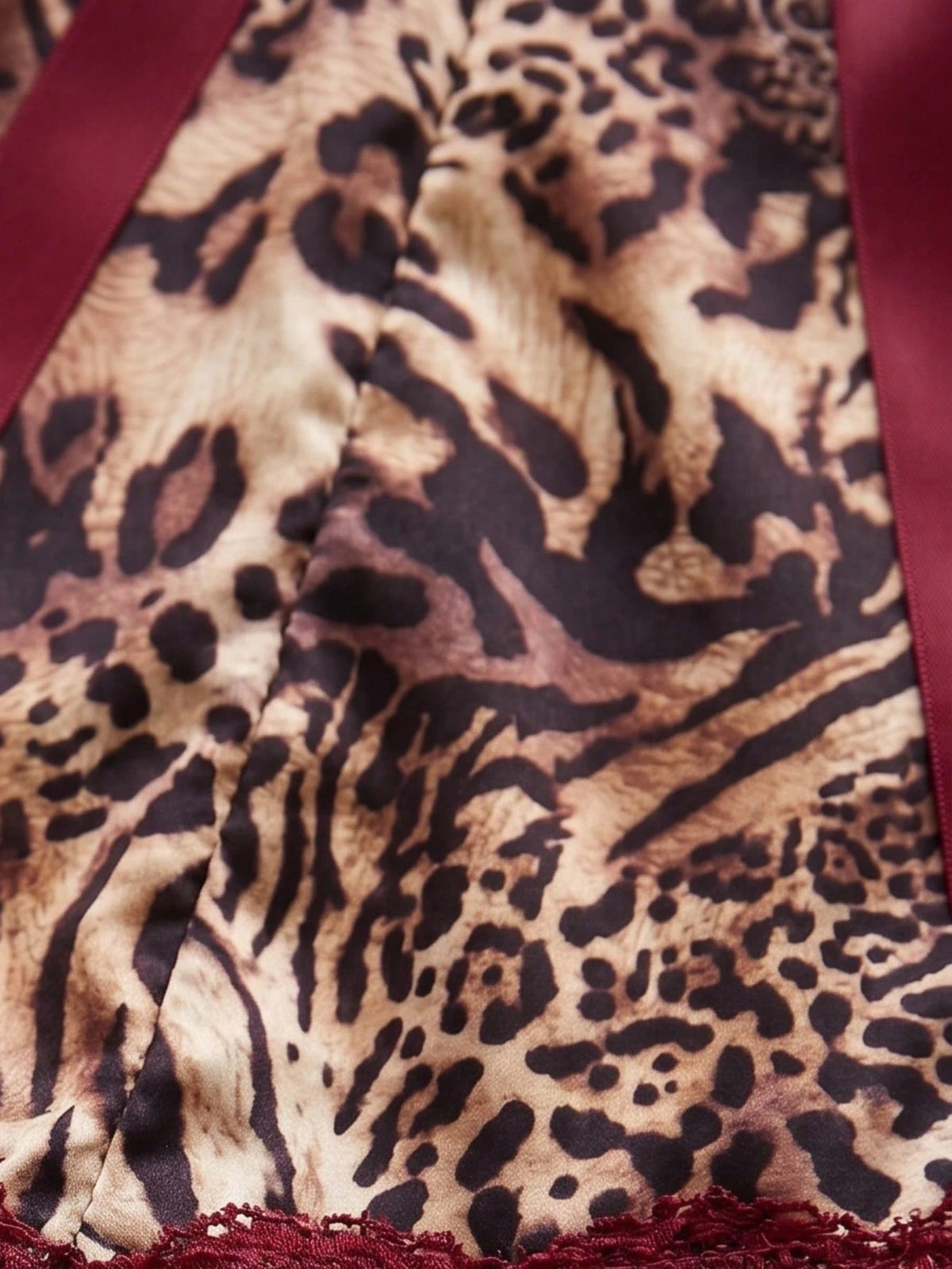 Spicy Aura 2pcs Lace Contrast Mesh Sexy Nightgown Set (Halter Neck + Sexy + Animal Print + Panty) Wedding Lingerie Set Dress Lingerie Babydoll Dress Boudoir Shooting Outfit Leopard Print Lingerie
