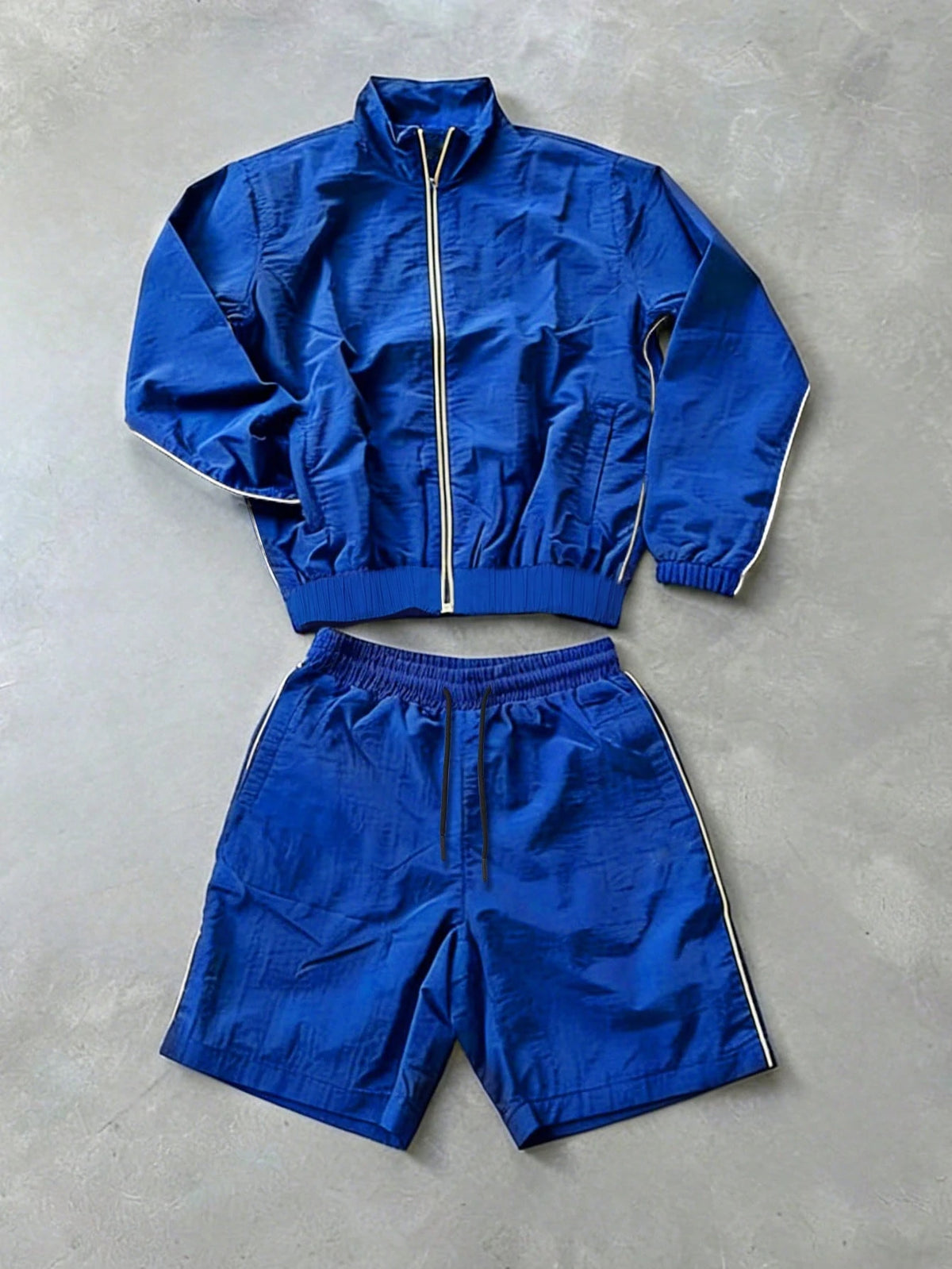 Sport MetroGents Men's Zip-Up Long Sleeve Jacket And Drawstring Waist Shorts Sports Set
