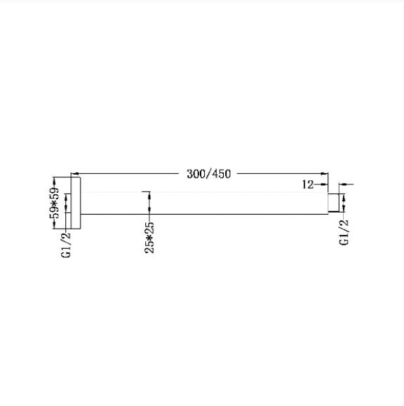 Square Ceiling Arm 300mm Brushed Nickel Showers Nero