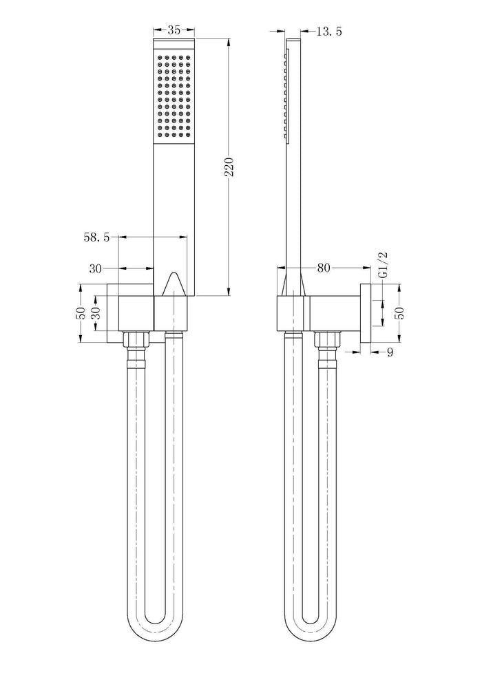 Square Shower on Bracket Chrome YSW309-CH Showers Nero