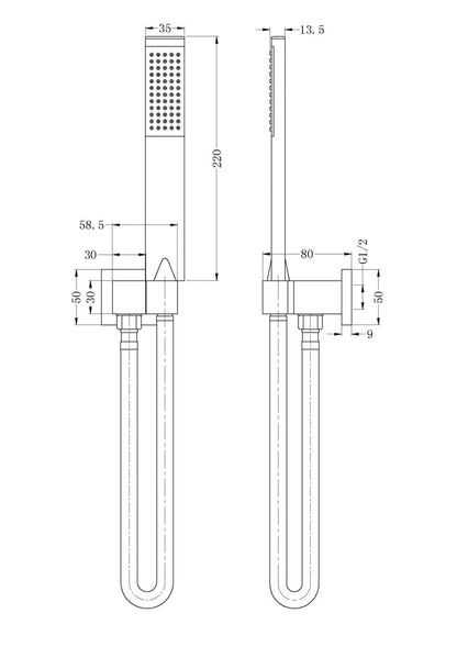 Square Shower on Bracket Chrome YSW309-CH Showers Nero