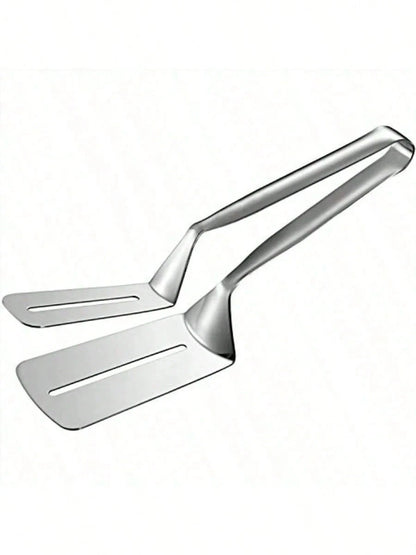 Stainless Steel Double Spatula Tong, Multipurpose Kitchen Food Clip For Steak,Fried Fish,Pancake,Burger,Heat Resistant Grill Turner Clamp,Space Saving Home Cooking Gadget Gift