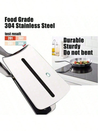 Stainless Steel Double Spatula Tong, Multipurpose Kitchen Food Clip For Steak,Fried Fish,Pancake,Burger,Heat Resistant Grill Turner Clamp,Space Saving Home Cooking Gadget Gift