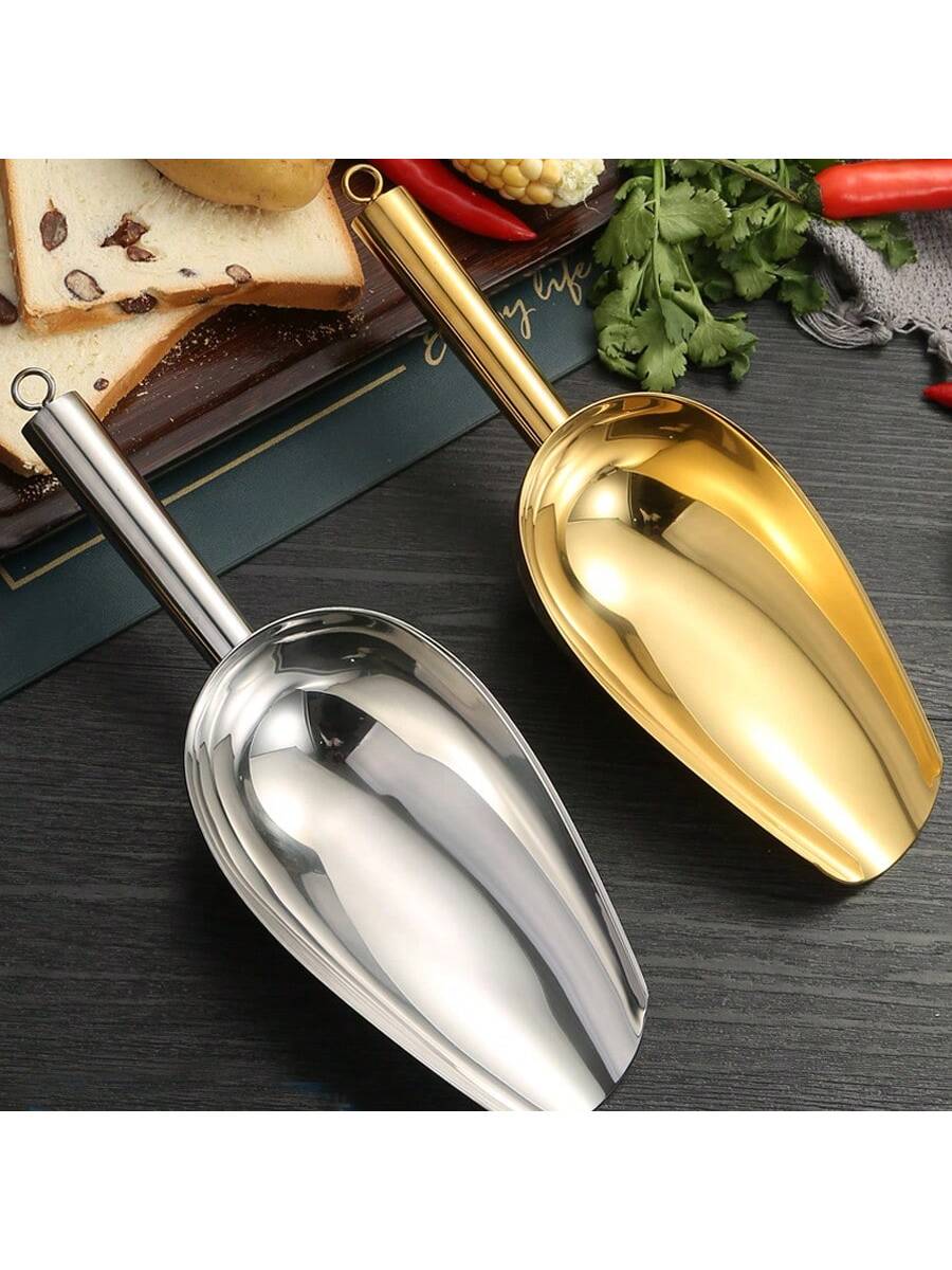 Stainless Steel Ice Shovel, Flat Ice Scoop, Bar Tool, Supermarket Shovel For Sugar/Candy/Tea Leaves, Gift For Father
