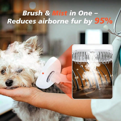 Steam Dog Brush For Shedding & Grooming- Self-Cleaning Deshedding Brush With Spritz Function, Pet Spray Hair Removal Comb| Defurring Tool For Long And Short Haired Dogs Cats (White)