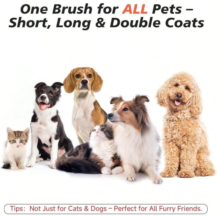Steam Dog Brush For Shedding & Grooming- Self-Cleaning Deshedding Brush With Spritz Function, Pet Spray Hair Removal Comb| Defurring Tool For Long And Short Haired Dogs Cats (White)