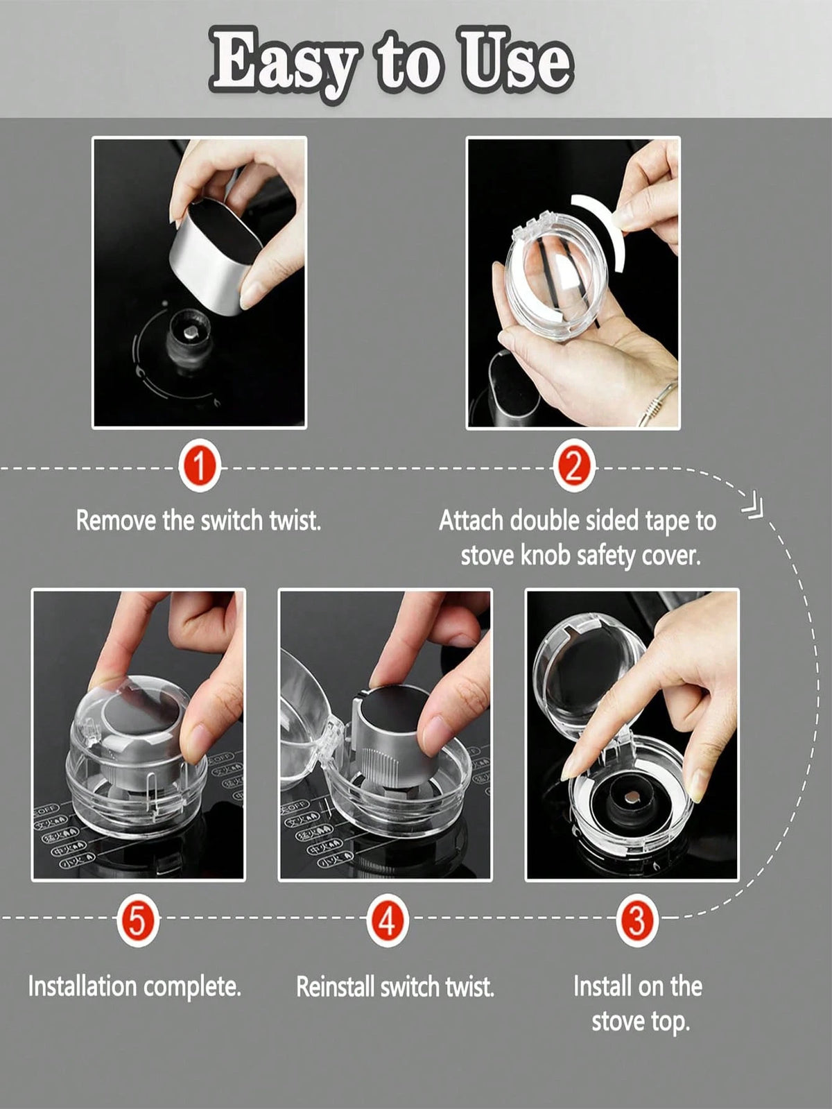 Stove Knob Covers, Gas Stove Knob Locks With Adhesive Universal Size Oven Knob Covers For Child Protection Gas Stove Knob Covers Baby Pet Child Proof Stove Knob Covers
