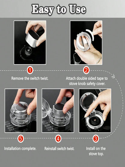 Stove Knob Covers, Gas Stove Knob Locks With Adhesive Universal Size Oven Knob Covers For Child Protection Gas Stove Knob Covers Baby Pet Child Proof Stove Knob Covers