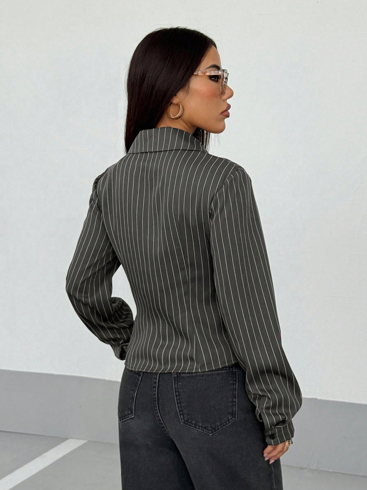 StreetHx Women's Retro Striped Fitted Shirt