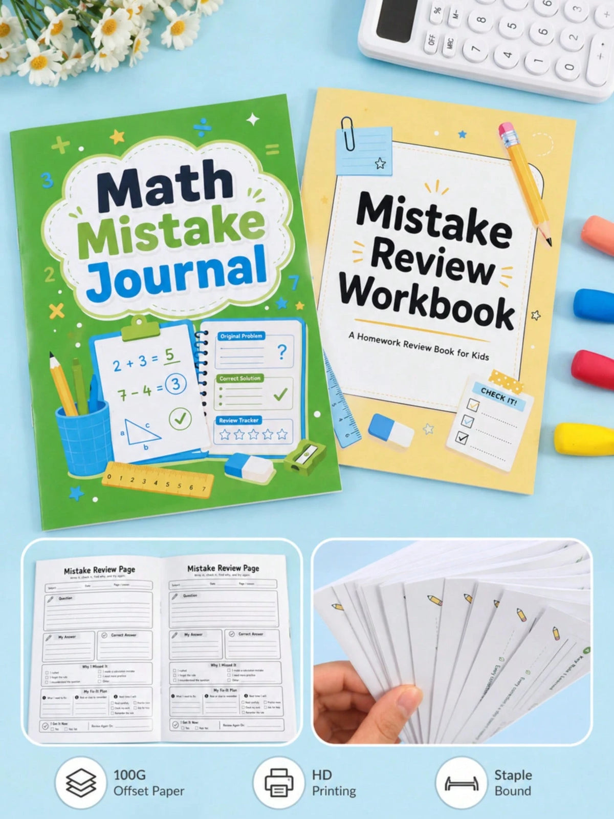Student Error Notebook Math Mistake Summary Review Record Book Children's Homework Error Analysis Correction Tracking Workbook Back To School Learning Supplies Holiday Study Gift
