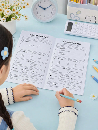 Student Error Notebook Math Mistake Summary Review Record Book Children's Homework Error Analysis Correction Tracking Workbook Back To School Learning Supplies Holiday Study Gift