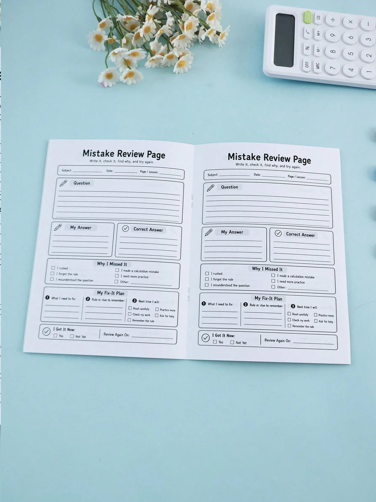 Student Error Notebook Math Mistake Summary Review Record Book Children's Homework Error Analysis Correction Tracking Workbook Back To School Learning Supplies Holiday Study Gift
