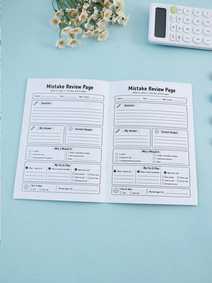 Student Error Notebook Math Mistake Summary Review Record Book Children's Homework Error Analysis Correction Tracking Workbook Back To School Learning Supplies Holiday Study Gift