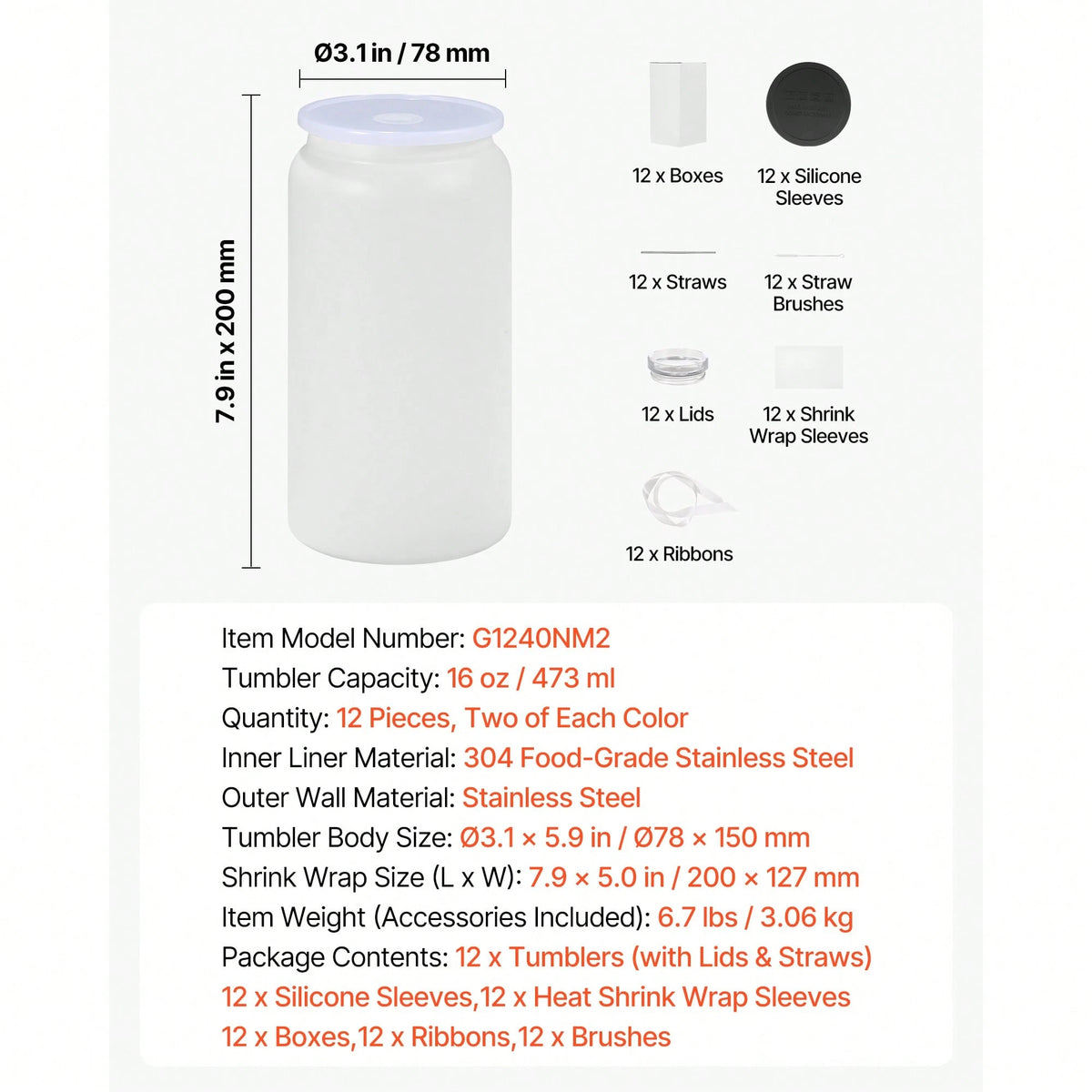 Sublimation Tumblers, 12 Packs, 16 Oz Multicolored Tumblers Bulk, Stainless Steel Sublimation Cups With Lids And Straws, Back To School