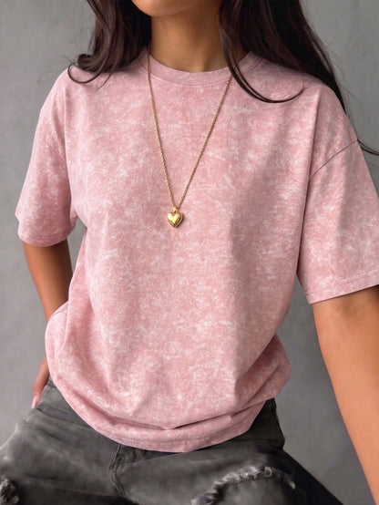 Summer New Casual Loose Fit Tie-Dye Round Neck Short Sleeve T-Shirt, Fashionable Versatile Blouse For Women