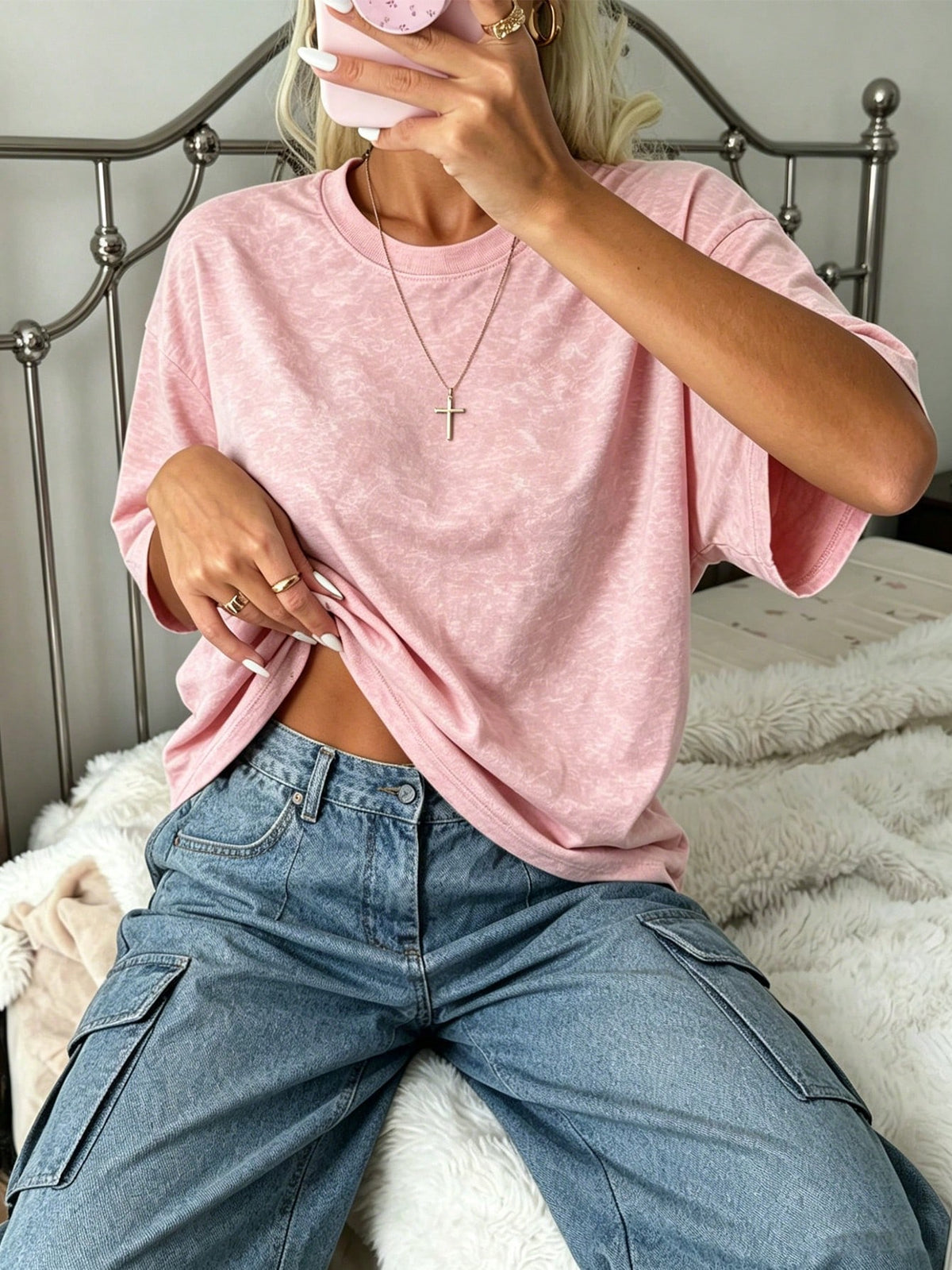 Summer New Casual Loose Fit Tie-Dye Round Neck Short Sleeve T-Shirt, Fashionable Versatile Blouse For Women