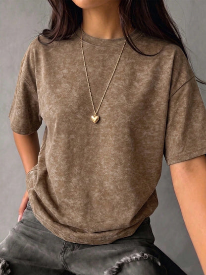 Summer New Casual Loose Fit Tie-Dye Round Neck Short Sleeve T-Shirt, Fashionable Versatile Blouse For Women