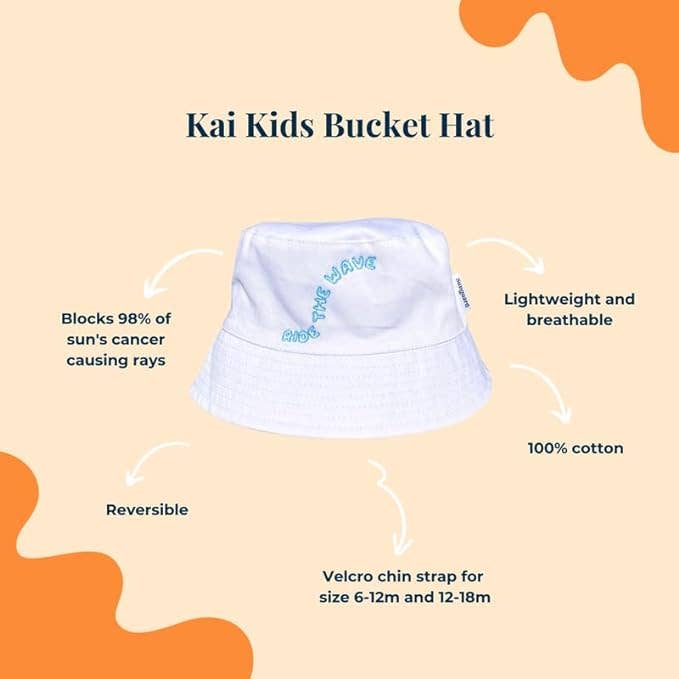 Sunguard - Kai Kids Bucket Hat - White Wave (Final Sale)